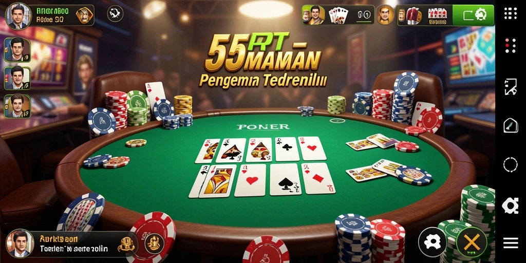Screeshot gameplay 55RT menampilkan momen seru permainan Poker.
