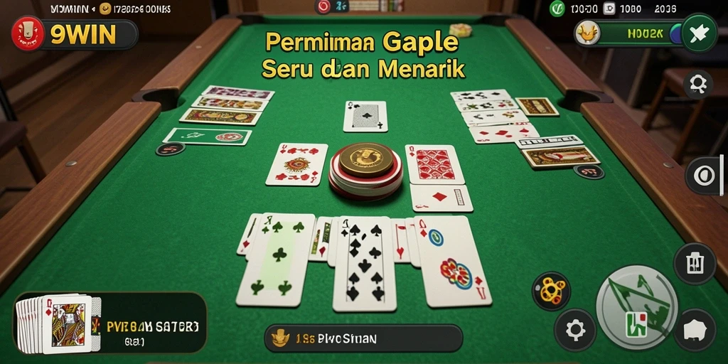 Screenshot gameplay 9WIN dengan tampilan seru Gaple.