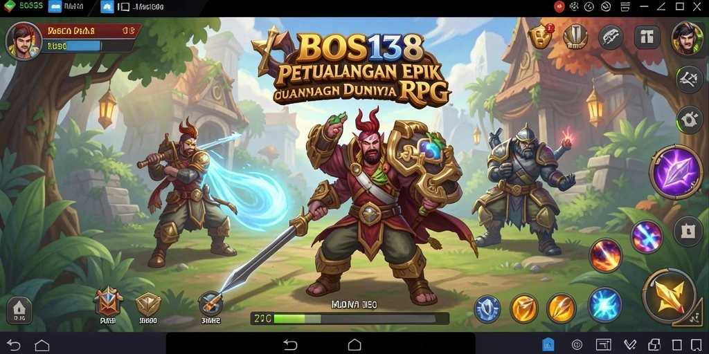 Screenshot gameplay BOS138 menunjukkan pertarungan mendebarkan dalam dunia RPG.