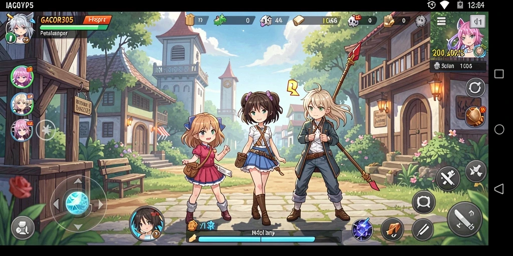 Tampilan gameplay seru dalam dunia anime penuh warna.