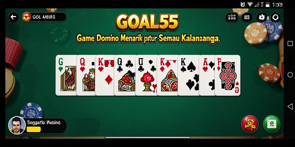 Screenshot gameplay GOAL55 menampilkan keseruan permainan Domino.