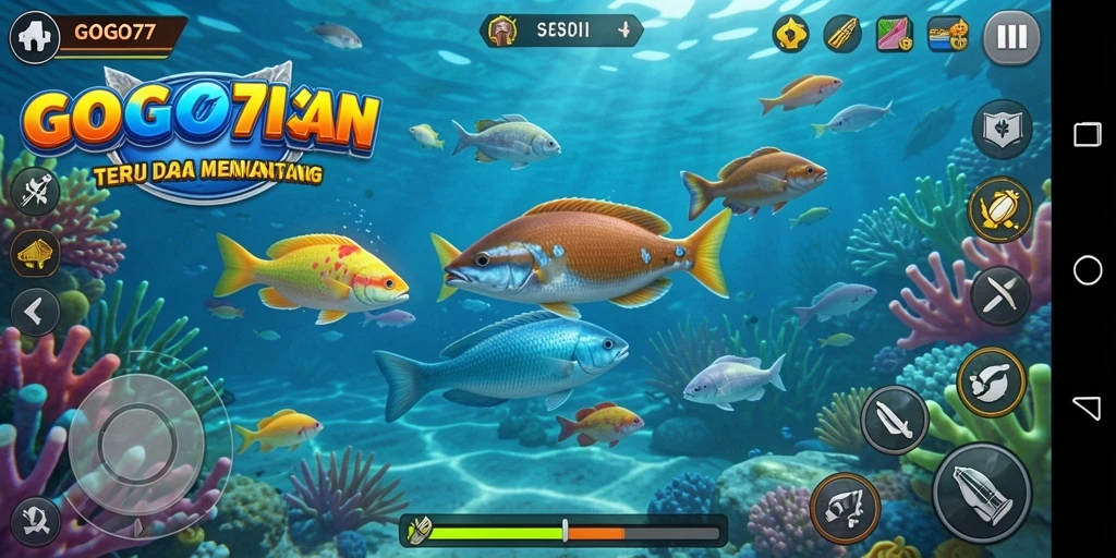 Screenshot gameplay GOGO77 menampilkan aksi seru Tembak Ikan.