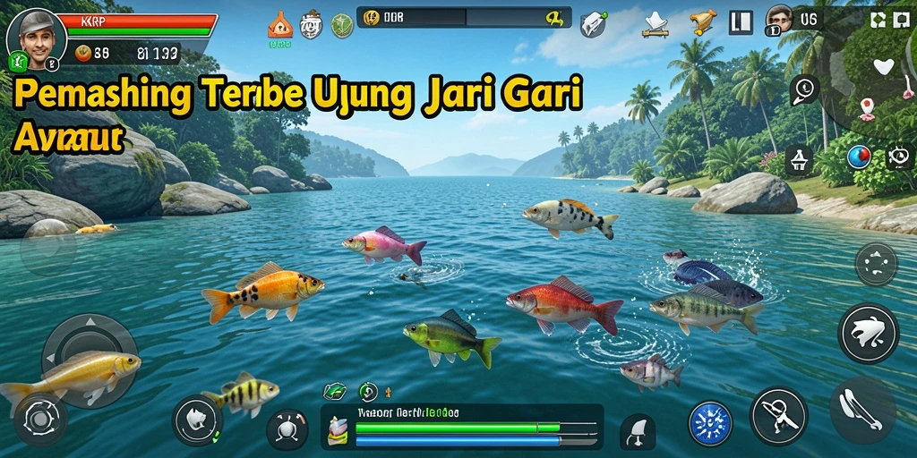 Tampilan gameplay KKRP dengan suasana memancing yang mendebarkan.