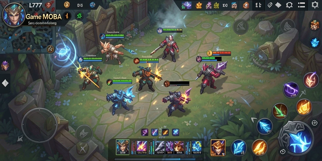 Tampilan gameplay seru dan strategis dalam game MOBA L777.