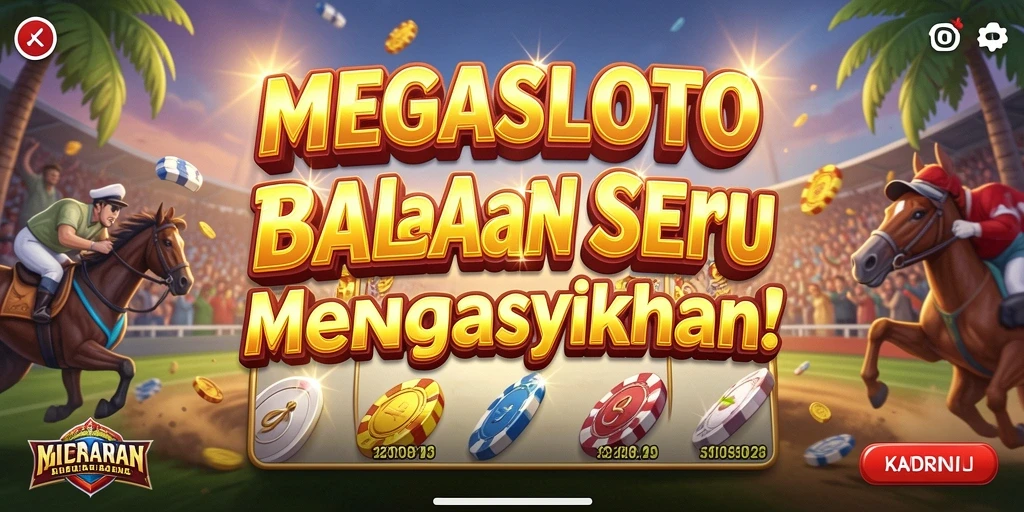 Gameplay MEGASLOTO yang mendebarkan saat balapan.