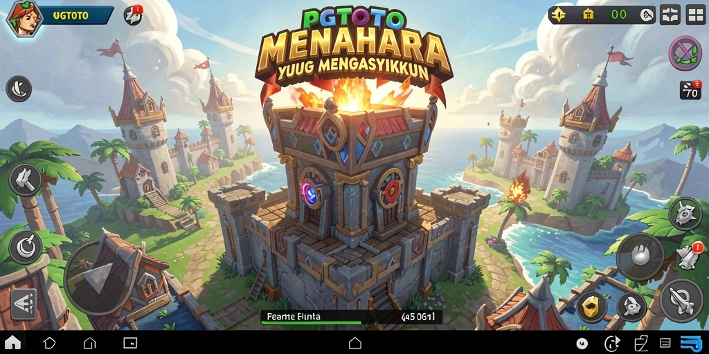 Tampilan gameplay PGTOTO dengan menara dan serangan musuh yang dinamis.