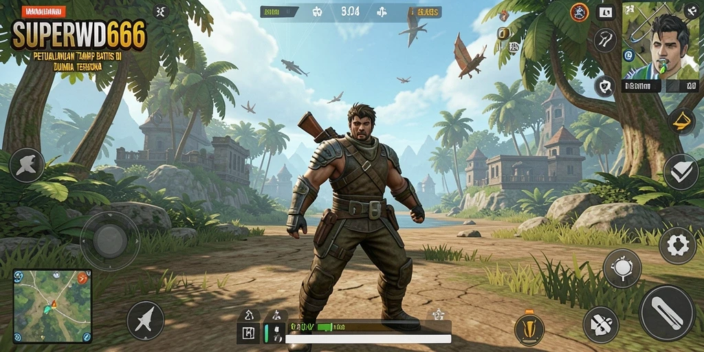 Screenshot gameplay <strong>SUPERWD666</strong> menampilkan petualangan seru di dunia terbuka.