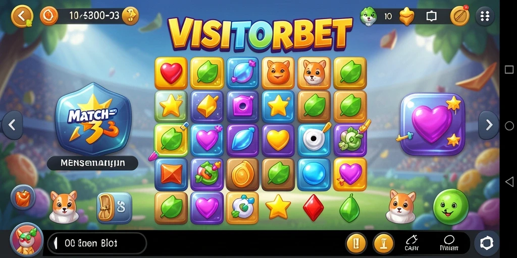 Tampilan gameplay yang seru dalam VISITORBET Match-3.